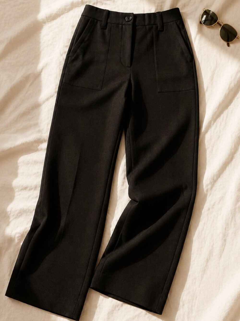 MAX STUDIO Ponte Mid Waist Full Length Wide Leg Trousers Pants Size Small